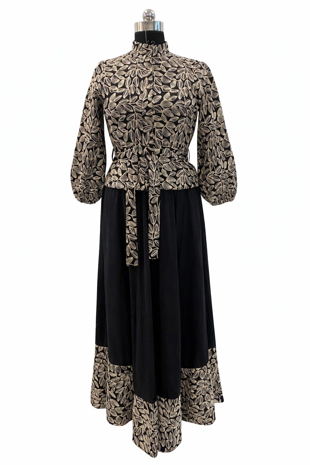Black metallic thread embroidered dress manufacturer
